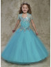 Beaded Tulle Sweetheart Neck Floor Length Flower Girl Dress With Cape